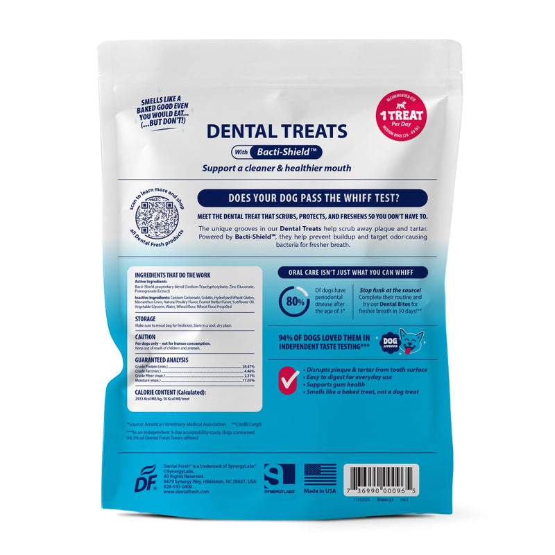 Dental Fresh Dental Treats for Medium Dogs, Vet-Formulated Teeth Cleaning Dental Sticks to Help Reduce Plaque and Tartar and Freshen Breath, 26 Count Brush Free Dental Chews for Dogs 26 to 49 lbs
