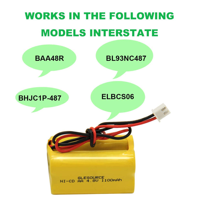 BL93NC487 BL93NC484 BAA48R Ni-Cd 4.8V 1100mAh Exit Sign Emergency Light Battery Replacement (2 Pack) 2PCS 4.8V 1100mAh battery