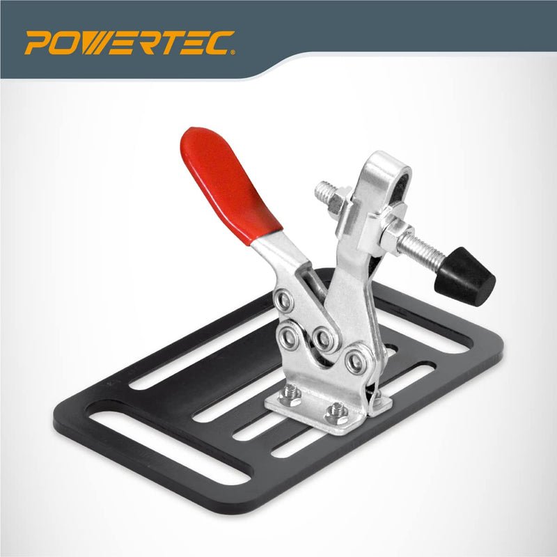 POWERTEC 71819 Quick Release Horizontal Toggle Clamp 225D (500 lb Holding Capacity) with Mounting Plate