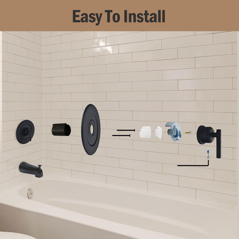 Replacement for Moen T2901BL Gibson Posi-Temp Valve Trim Kit, Shower Lever Handle, Matte Black