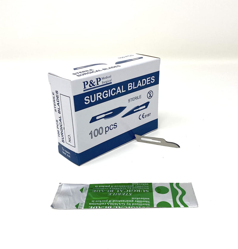 Disposable Surgical Scalpel Blades Sterile High Grade Carbon Steel 2.1% 10xx Individually Foil Wrapped by P&P MEDICAL SURGICAL Size 15 Box of 100