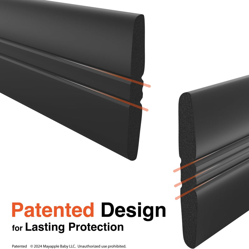 Roving Cove PreFit Edge Corner Protector (Broad 9ft Edge 2 Corners), Baby Proofing Fireplace Hearth and Furniture Bumper Guards, Onyx Black, Extra Wide, Extra Adhesion, Pre-Taped