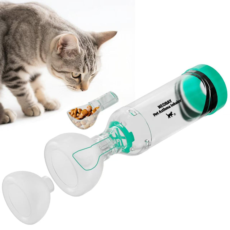 Neobay Cat Inhaler Spacer with Unique Panic Soother & Sensitive Breath Indicator – Designed for Cats with Asthma & Respiratory Issues, Includes 2 Cat Inhaler Masks Green