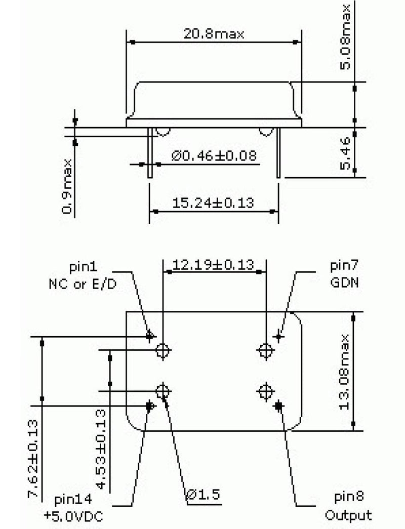 60 MHZ Full Can Footprint Dip14 3V3-5V Crystal Oscillator 2 PCS