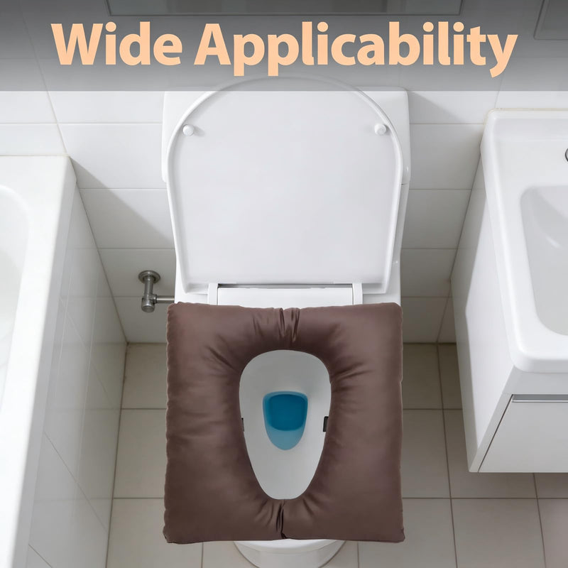 Bedside Commode Cushion, Washable Toilet Seat Cushion for Seniors, Padded PU Cover with Fixing Straps for Commode Chair 16.5" X 16.5", Portable Soft Toilet Seat Cushion for Elderly Adults (Blue) Blue