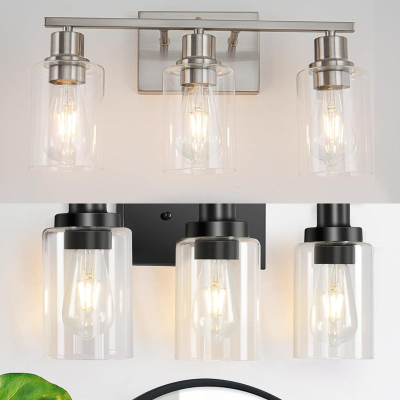 4 Pack Clear Glass Shade Replacements, Cylinder Glass Shades Lampshades Covers for light Fixtures Chandelier Vanity Wall Sconces Light Fixture 4PACK