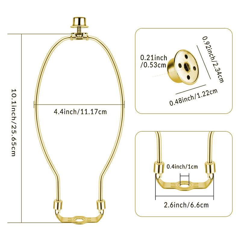 2 Pcs 10Inch Lamp Shade Harp Holders Detachable Lamp Shade Bracket Heavy Duty DIY Lighting Accessories for Floor Lamps and Table finials Bracket Light Fitting (Polished Brass) Polished Brass