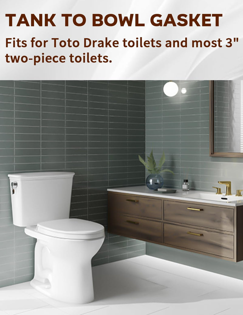Tank to Bowl Gasket Fit for Toto Drake Toilet, Toilet Tank Gasket Fit for Most 3" Two-Piece Toilets Replace 9BU024E