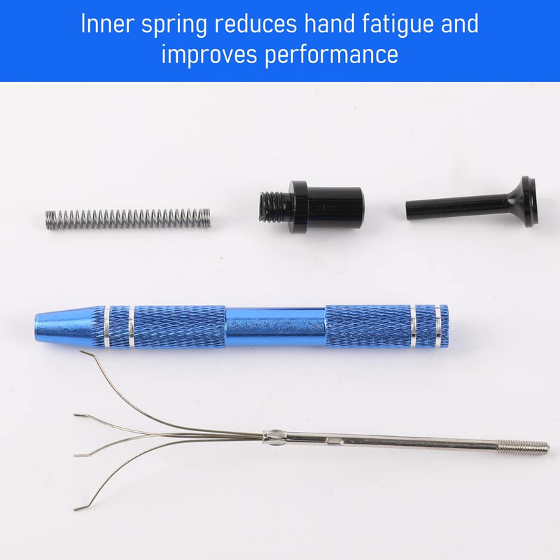 4Pcs 4 Prongs Jeweler's Pick Up Tool, Stainless Steel Piercing Ball Grabber Tool,4-Claw Pick up Tool for Small Parts Grabber Pick Up Tool for IC Chip Electronic Components Nails Clamping