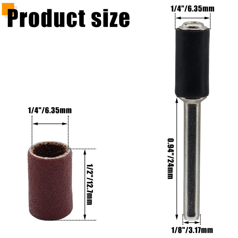 120 PCS 1/4 Inch Sanding Sleeves 400 Grit Sanding Drum and Sleeves Set Oxide Sandpaper Sanding Drum Sanding Bands