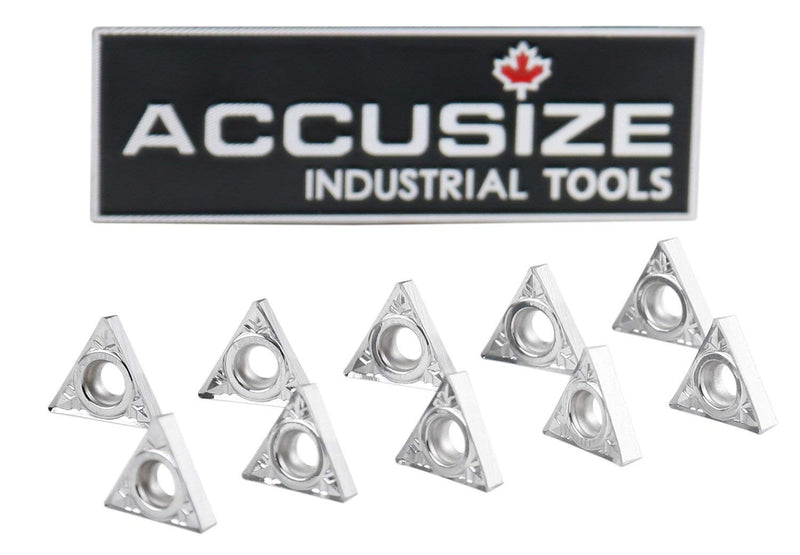 Accusize TCGT21.51-LH Carbide Inserts for Aluminum, 10 Pcs/Box | Lathe Turning Inserts, Positive-Rake TCGT110204-LH, 1/4 in I.C., 3/32 in Thick, 1/64 in Radius, 2024-1024x10 TCGX21.51-LH