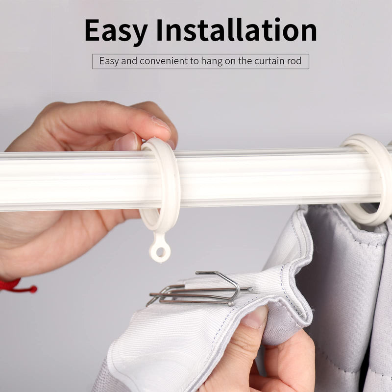 Curtain Pleat Tape, 10 Meters/10.9 Yards Pleater Tape for Curtains, Included 30 Pcs Stainless Steel 4 Prongs Curtain Pleater Hooks for DIY Pinch Pleat Curtain, White