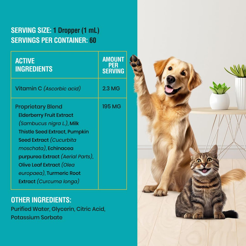 Allergy & Immune with Elderberry, Allergy Relief for Cats and Dogs, Anti Itch Treatment, Relief for Pet Allergies, Immune Support for Cat or Dog, 2 oz 1 Count (Pack of 1) - PawsPlanet Australia