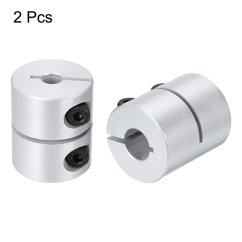 uxcell 2pcs Shaft Coupling 6.35mm to 10mm Aluminium Single Split Clamping Coupling, Rigid Stepper Motor Wheel Coupler Joint Connector for DIY Model, 3D Printers