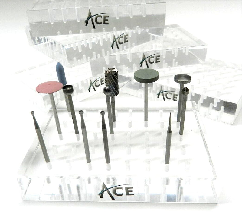 JTS Clear Bur Holder 4-1/4" x 3 Plastic 40 Hole Jewelers for Shanks 3/32" Organizer