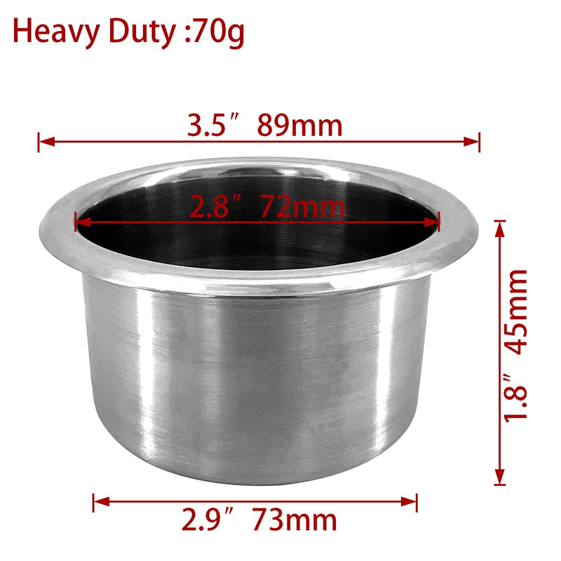 ISURE MARINE 4Pcs 3" Stainless Steel Drop-in Anti-Spill Cup Holder with Non-Slip Washer,Heavy Duty Poker Table Cup Holder Inserts Fits Standard Soda Can for Desk, Boats, RV Cars & Trucks
