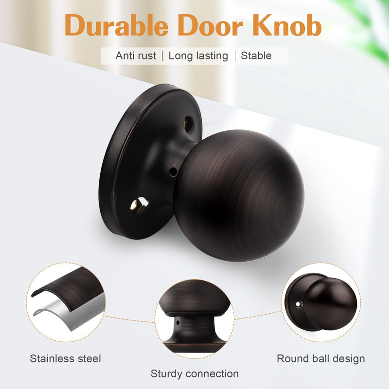 Probrico Classic Style Oil Rubbed Bronze Finish Dummy Handles Ball Style Door Knobs Lockset, 6 Pack
