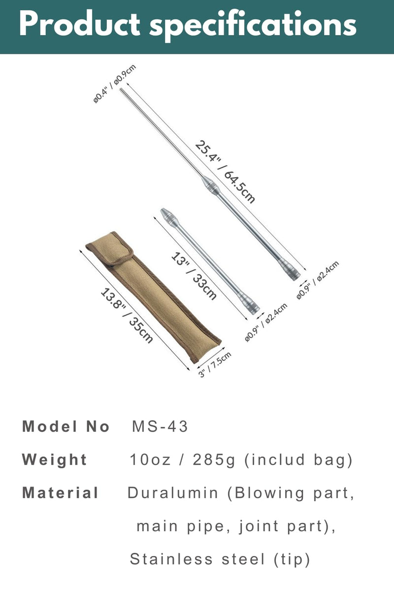 CAMPINGMOON Fire Blowing Stick Split Type Compact Fire Starter MS-43