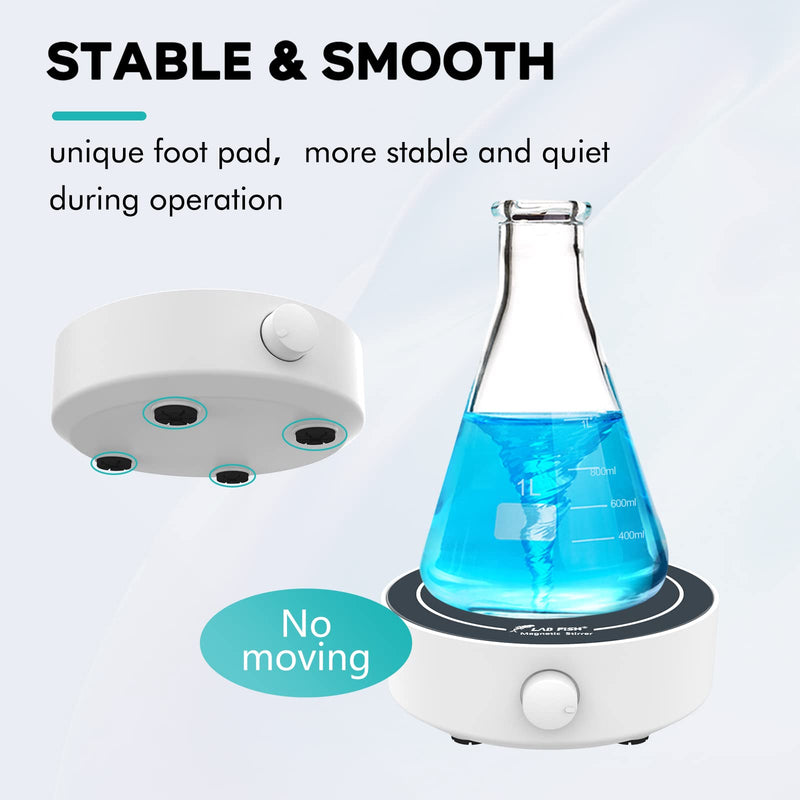 LAB FISH Laboratory Magnetic Stirrer 1800PRM Magnetic Mixer Max Stirring 3000ml Capacity Stir Plate with Stir Bar Egg for Lab and Homebrew MS3