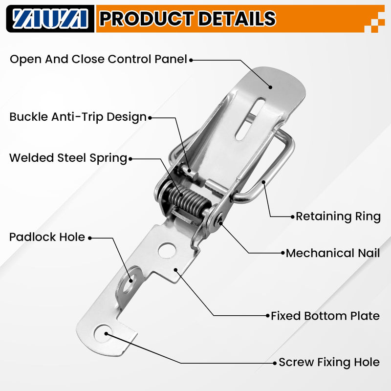 4PCS 90-Degree Angle Latch, Stainless Steel Corner Latch with Keyhole, Tool Box Hood Clasp Buckle Lock Latch with Screws for Case Box Closet 4 Pack