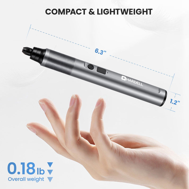 HARDELL Mini Cordless Rotary Tool Kit with 35 Accessories, Brushless Motor, 38000 RPM, 6-Speed Digital Display, for Polishing, Sanding, Engraving, Drilling, 3D Printer, DIY Crafts (Silver)