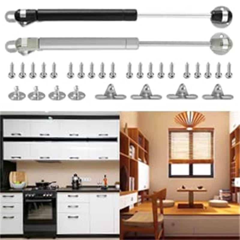 6 Pack 100N/22.5lb Gas Strut Gas Spring, 10.4in Gas Shock Lift Support, Gas Struts for Cabinets Heavy Lid Tool Box, Hydraulic Hood Shocks Chest Hings Absorber Soft Close Cabinet Door Damper 6 PCS-Black