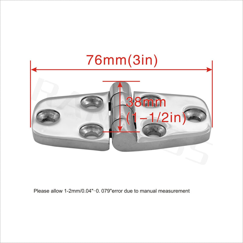 Stainless Steel 316 Marine Grade CAST Solid Mirror Polished Door Hinge 3IN x 1.5IN/(76MMX38MM) for Boat, RVs 4PCS