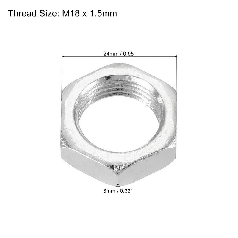 PATIKIL M18 x 1.5 Steel Hex Nuts, 10 Pack Metric Thread Zinc Plated Finished Hardware Nuts Screw Bolt Fasteners 8mm Height