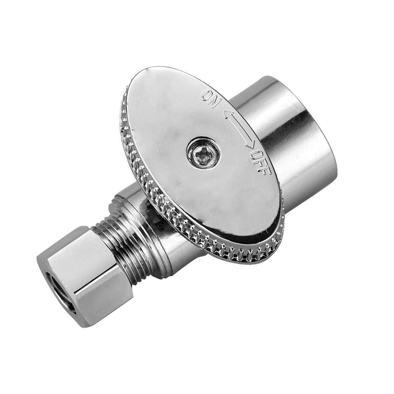 2 Pack Brass 1/2 Inch FIP x 3/8 Inch OD Compression Quarter Turn Straight Water Angle Stop Valve Shut Off