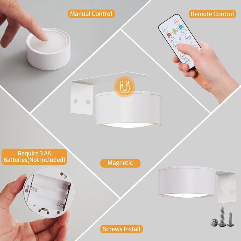 3 Pcs Battery Operated Picture Lights for Wall, Wireless LED Poster Lights with 3 Lighting Modes,Magnetic Gallery Art Light for Paintings, Dimmable and Timer Artwork Light(White) White