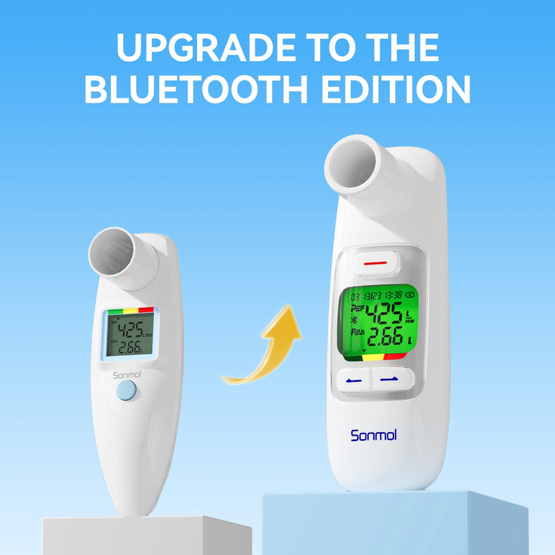 Sonmol Digital Peak Flow Meter, FEV1 & PEF Respiratory Monitor | Accurate & Pre-Calibrated • Portable Design • Manual App Tracking
