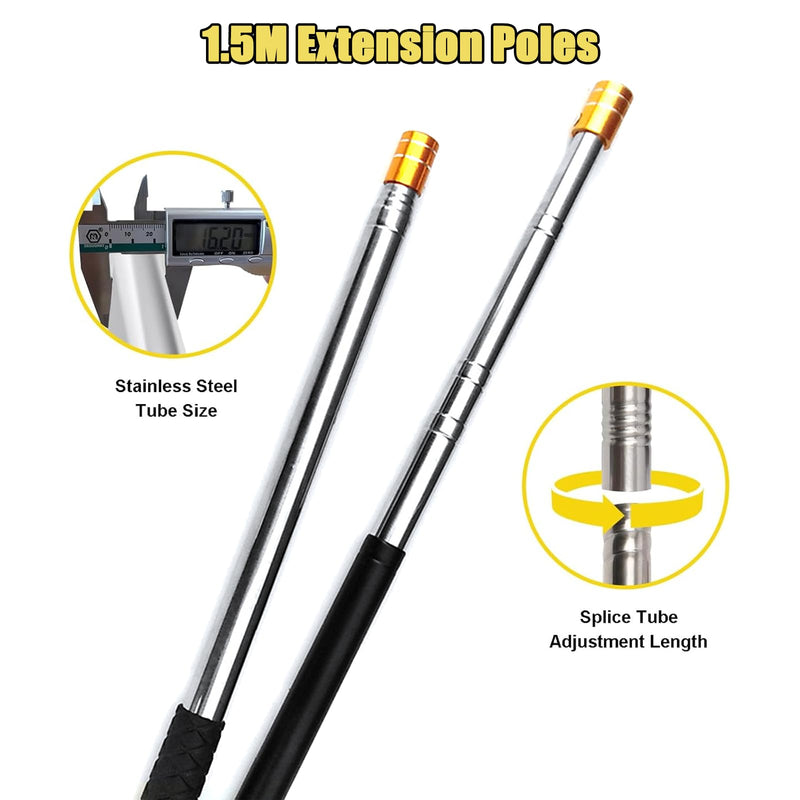 Ladder Pull Down System Kit - Attic Pull System Hook Set Replacement for Cord Ropes with 60 Inch Extension Pole and Copper Storage Hook Handle Parts Tool
