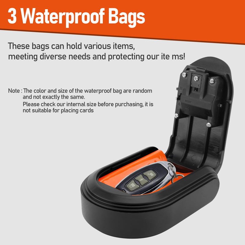 Magnetic Key Lock Box Under Car, 4 Digit Combination Key Holder with Strong Magnet, Wall Mounted Security Lock Box, Key Box Organizer with Bags for Indoor Outdoor Black