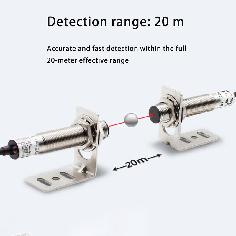 1 Pair Photoelectric Switch 0-20M Through-Beam Infrared Ray Sensor | PNP 6-36V DC IP66 Weatherproof with Mounting Bracket for Garage Door Outdoor Gate Industrial Automation PNP Output