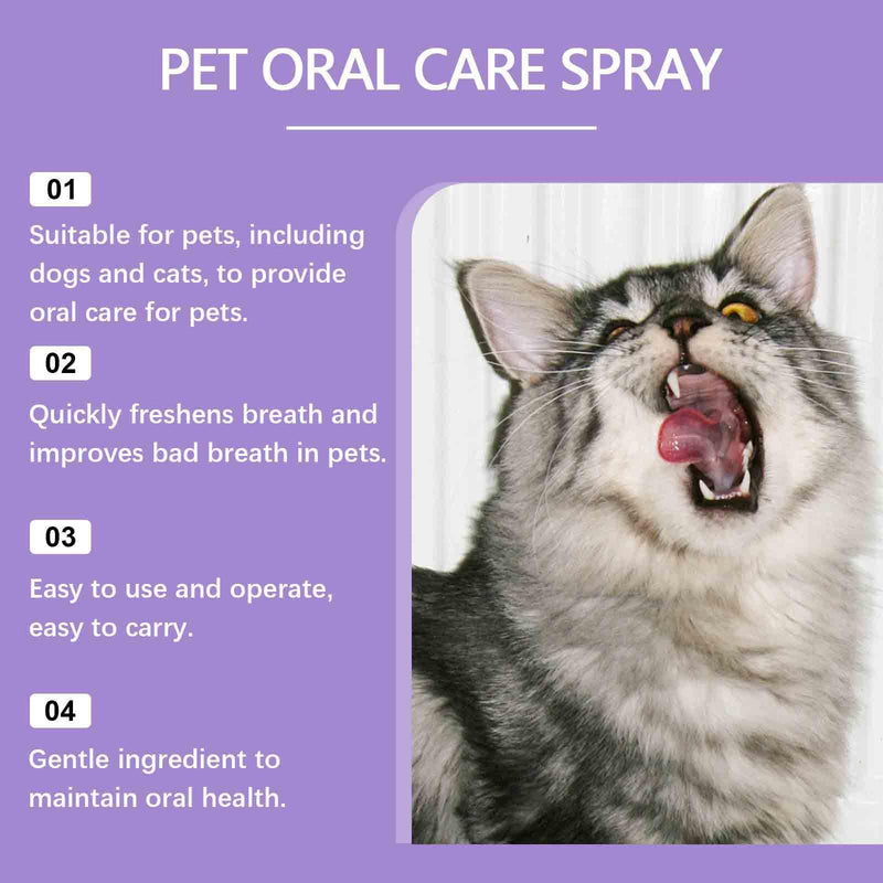 Dog Dental Care Spray, Dogs Teeth Oral Care Cleaning Spray, Breath Freshener and Teeth Cleaning, Reduce Tartar Freshen Breath, Support Clean and Teethes Aid in Daily Oral Use, No Brushing 50 ml