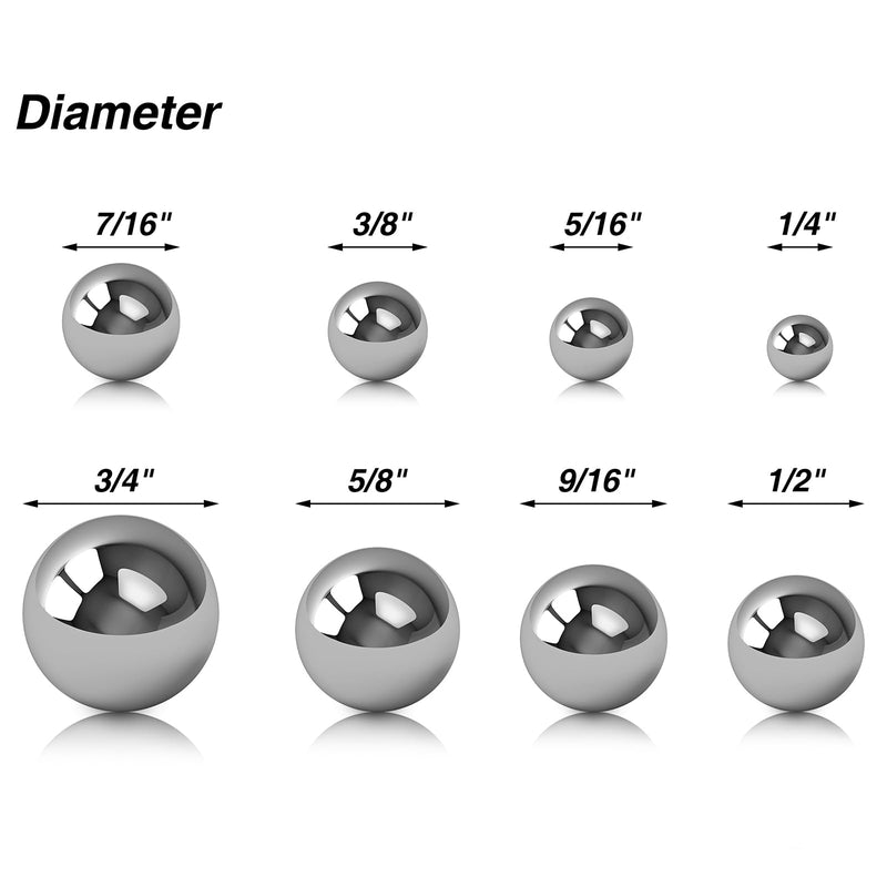 SATINIOR 16 Pieces Coin Ring Making Balls Monkey Fist Balls Stainless Steel Balls, Assortment of 3/4 Inch, 5/8 Inch, 9/16 Inch, 1/2 Inch, 7/16 Inch, 3/8 Inch, 5/16 Inch and 1/4 Inch