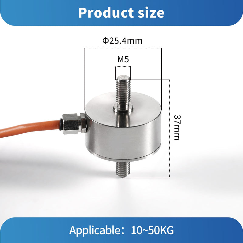 Load Cell Force Sensor, 0.1% High Precision Stainless Steel Tension Compression Sensor for Industrial Weighing & Force Measurement with 3m Cable (0-20KG) 20KG