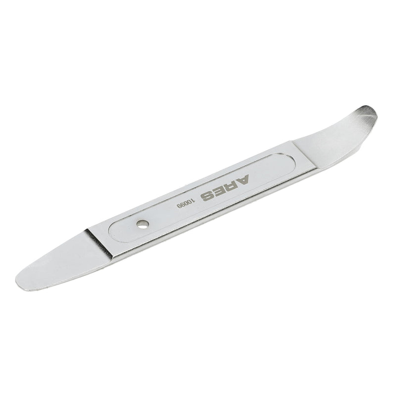 ARES 10099 - Compact Double End Metal Skin Wedge Prybar Tool - Durable Prybar Removes Trim, Paneling, Fasteners, and More - Compact Design with Curved and Straight Ends for Increased Versatility Compact Double End Skin Wedge Pry Tool