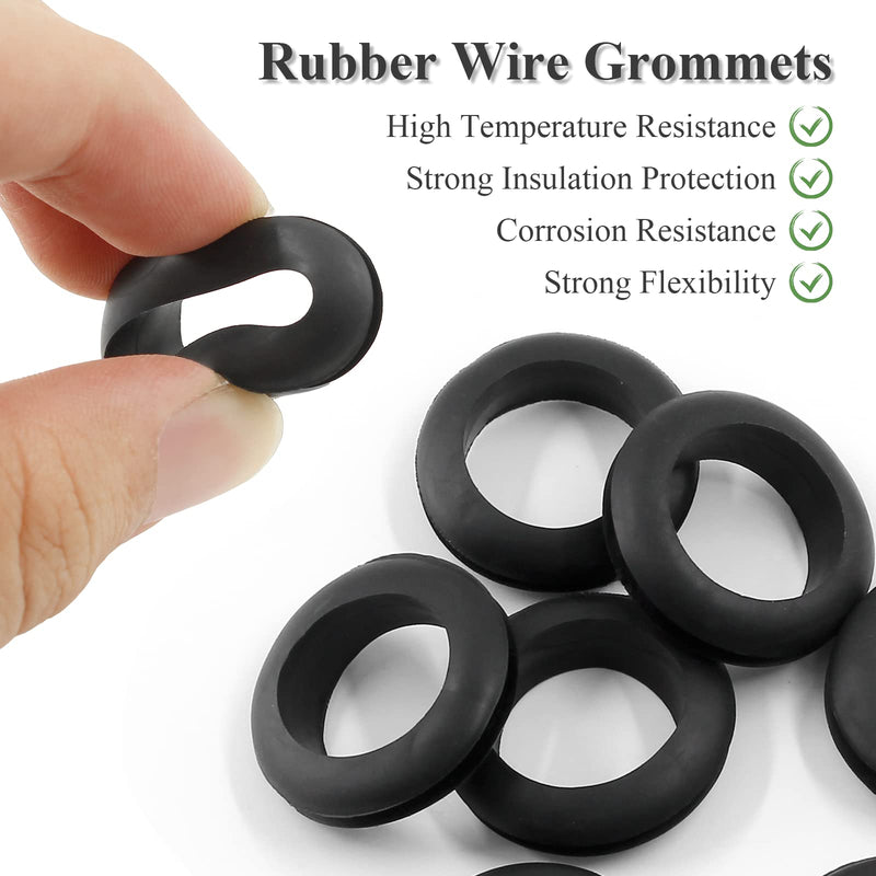 12 Pcs Rubber Grommets, 0.98" Inside Diameter 1" Drill Hole Rubber Wire Grommets O Ring Grommets for Wire, Firewall, Cables, Plugs, Automotive Black 25mm (1 inch)