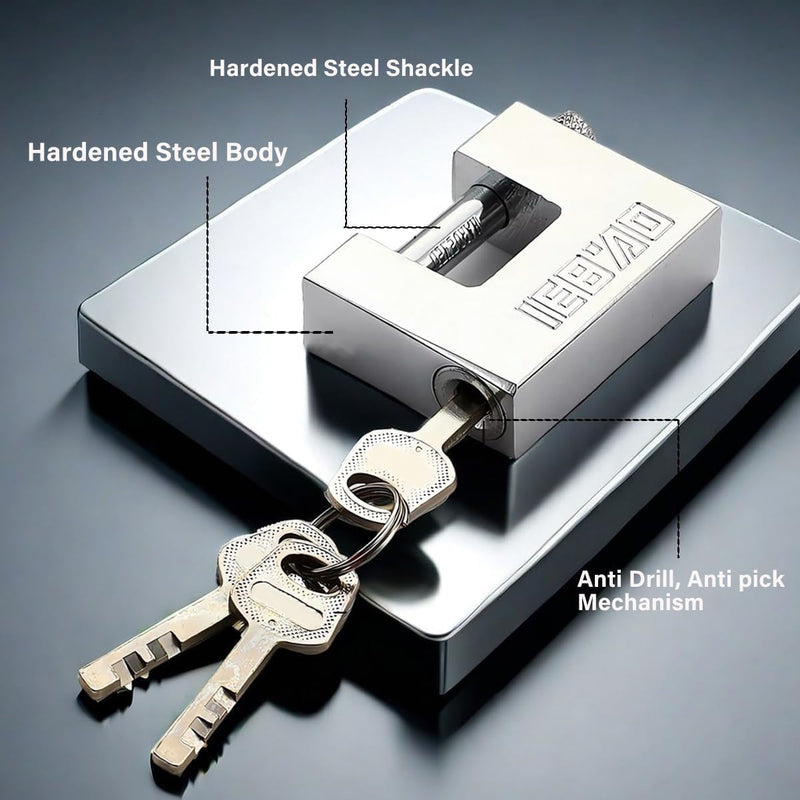 Heavy Duty Lock for Shipping Container, Shipping Container Lock for Secure Outdoor Resist Cutting, Perfect for Fences, Gates, Sheds, Toolboxes, Motorbike, and More, with 3 Key (80mm（New)