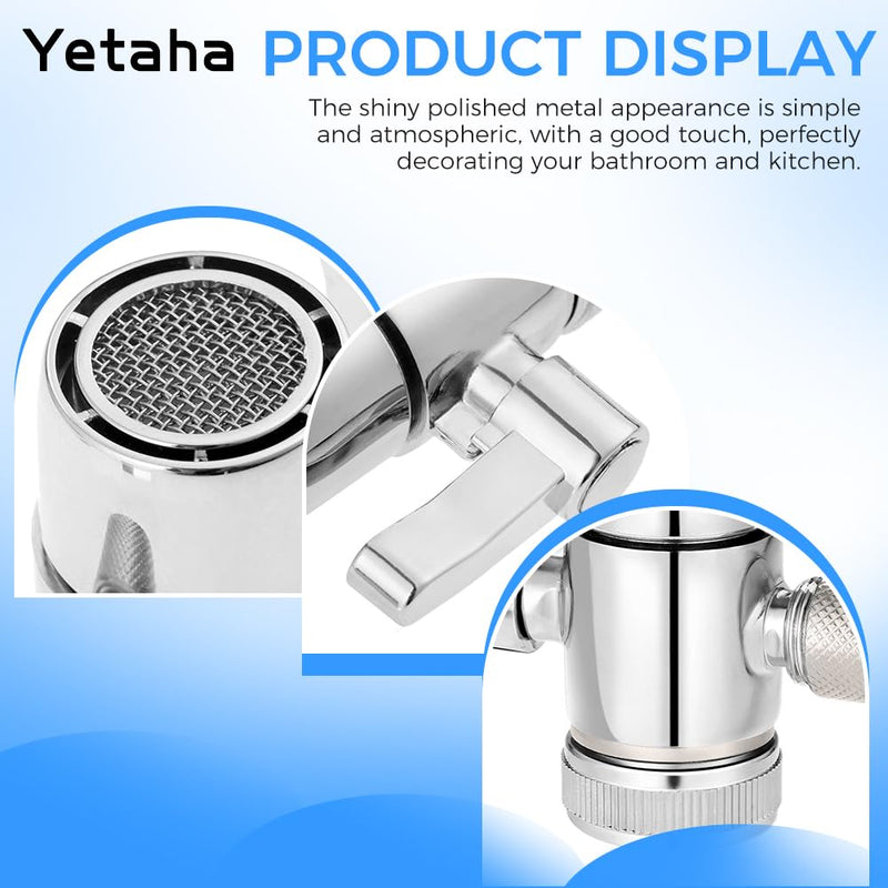 Yetaha 3/8" Faucet Diverter Valve, Kitchen Bathroom Faucet Splitter Adapter for Tubing Replacement Part, Bathroom Vanity Metal Sink Connector, Single Handle Size: 3/8"(9.5mm)