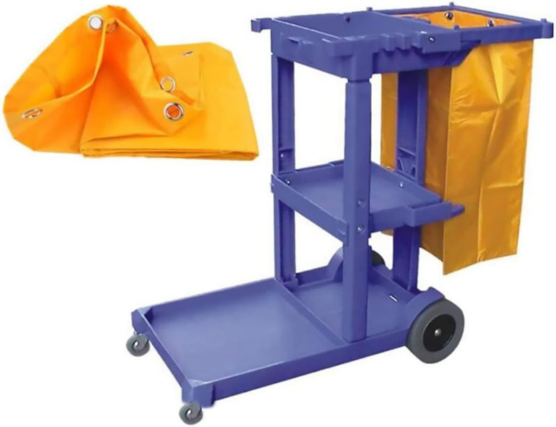 Replacement Janitorial Cart Bag-16 x 11 x 27inches, High Capacity Waterproof Thickened Housekeeping Commercial Janitorial Cleaning Cart Bag with 6 Brass Grommets - 23 Gallon (Yellow) Yellow