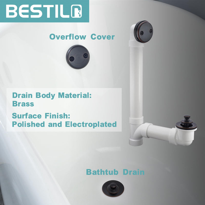 BESTILL Lift and Turn Bathtub Drain Bath Tub Trim Set Conversion Kit, Oil Rubbed Bronze