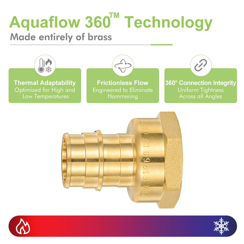 10 Pack Brass Expansion Female Adapter Fittings, 3/4 Inch Female NPT to 3/4 Inch PEX-A Brass Expansion PEX-A Fittings,NSF/ANSI 61 NSF 372 Certificate, ASTM F1960 Certified 3/4"Pex-A x 3/4"FIP-10Pack