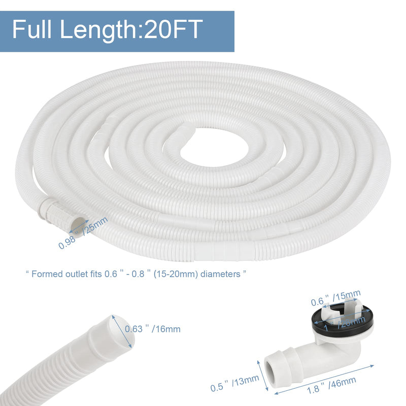 20 ft Portable AC Drain Hose, Air Conditioner Drain Hose for Mini Split 20 FT