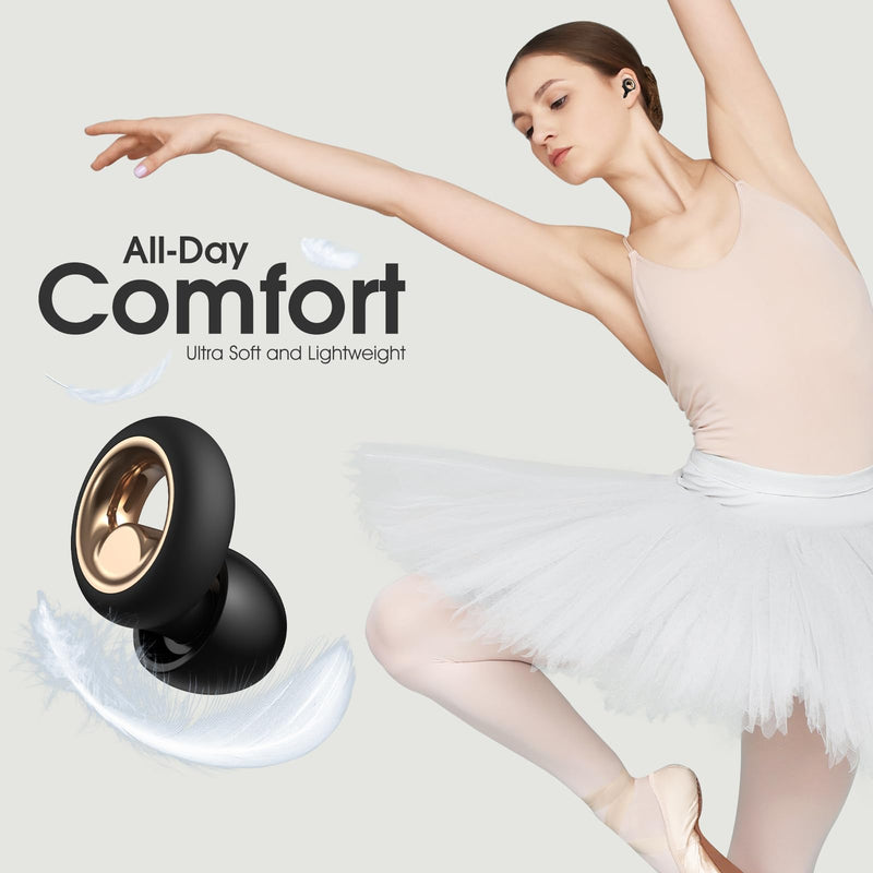 Ear Plugs for Sleeping Noise Cancelling, Soft Ear Plugs for Concert, 45dB Reusable Ear Plugs for Noise Reduction with 8 Ear Tips, Silicone Hearing Protection Earplugs for Sleep, Work (Black) Black