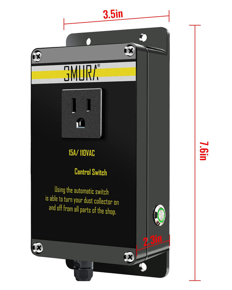 110V Automatic Vacuum Dust Collector Starter Outlet Switch, with 2Pcs 50CM Power Cord & Manual On/Off Switch, for Home or Woodworking Place Dust Extractor 110V