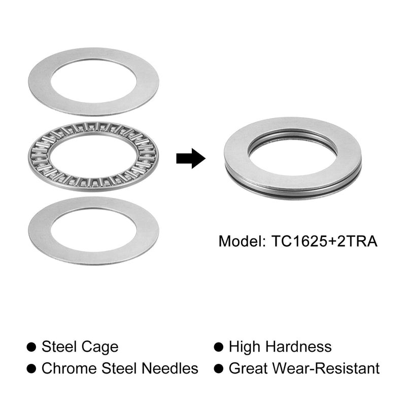 uxcell TC1625 Thrust Needle Roller Bearings with Washers 1" Bore 1-9/16" OD 5/64" Thickness 10pcs 1" x 1-9/16" x 5/64" 10