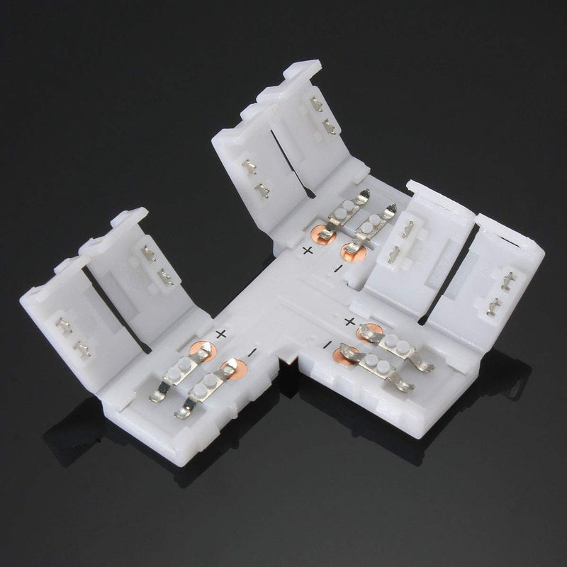 2Pin 8mm LED Strip Connector Kit Include L Shape 2 Pin Right Angle Corner Connector, T Shape Connector, Solderless Gapless Connector, Strip to Strip Jumper Wires for 2Pin 8mm 3528/2835 LED Strip