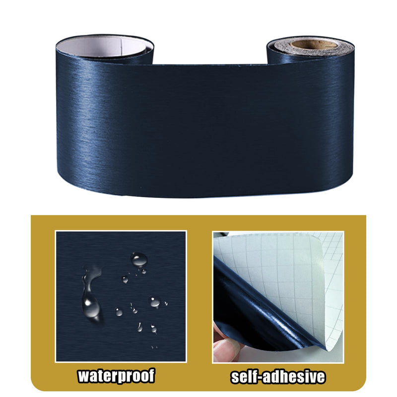 Metallic Color Self Adhesive 3D Peel and Stick Waterproof Wall Border Easy to Apply Kitchen Bathroom Tiles Sticker 4.2x196.8 inch (Blue) Blue